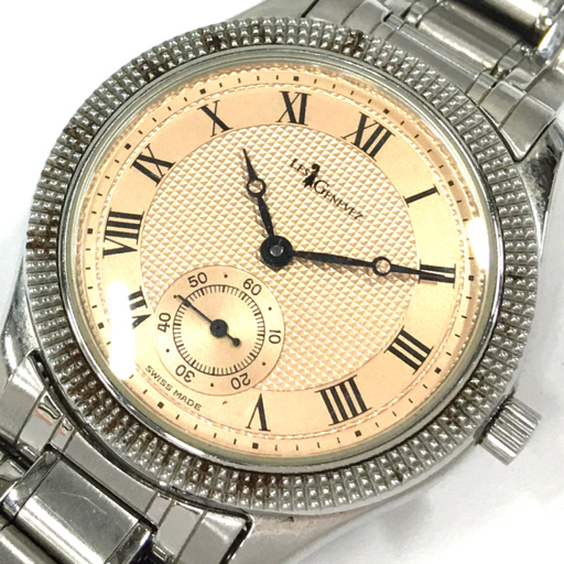 （美品）Les Genevez 72007 メンズ手巻き時計 レ.ジェネヴェ レ・ジェネヴェ 72007 自動巻き スモセコ 腕時計 メンズ 裏スケルトン