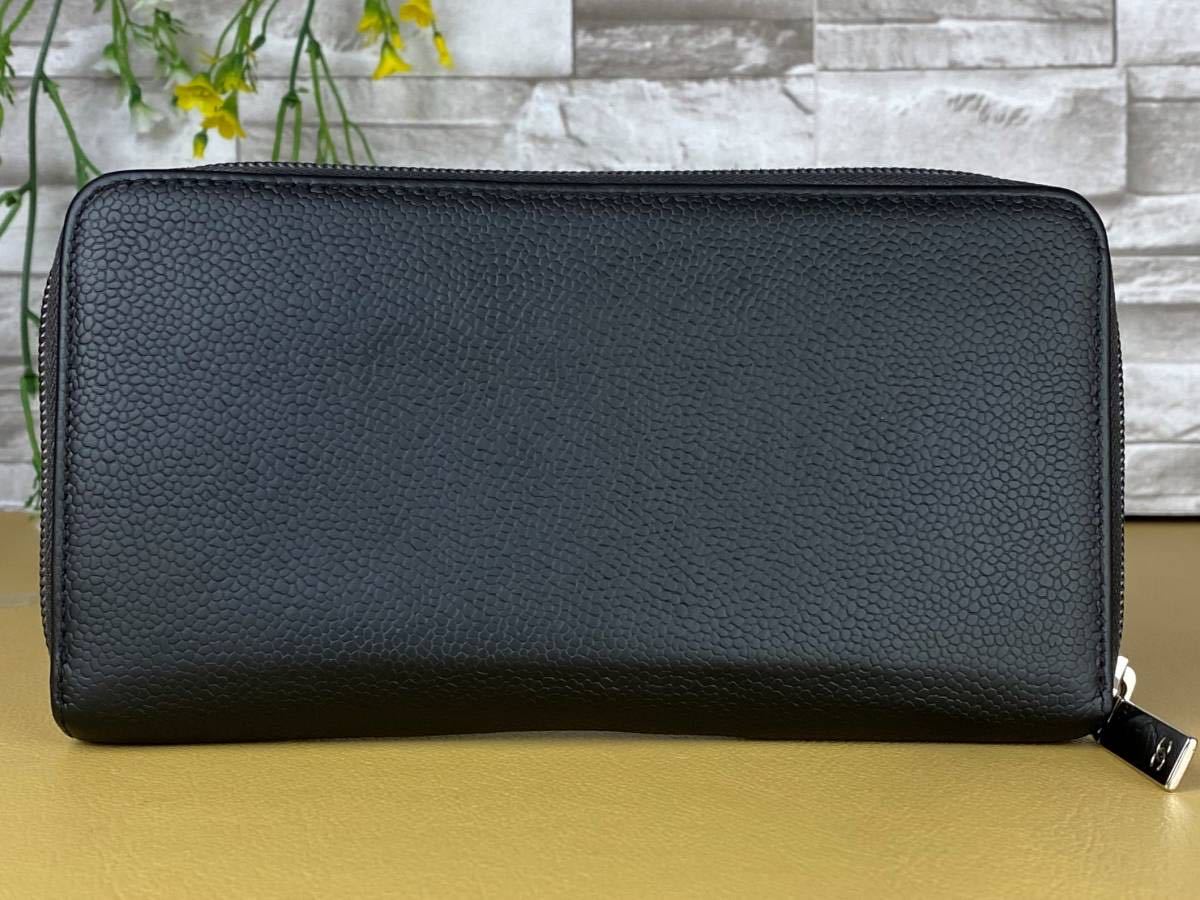 a75 CHANEL シャネル 1円☆美品☆ キャビアスキン ココマーク ラウンド 