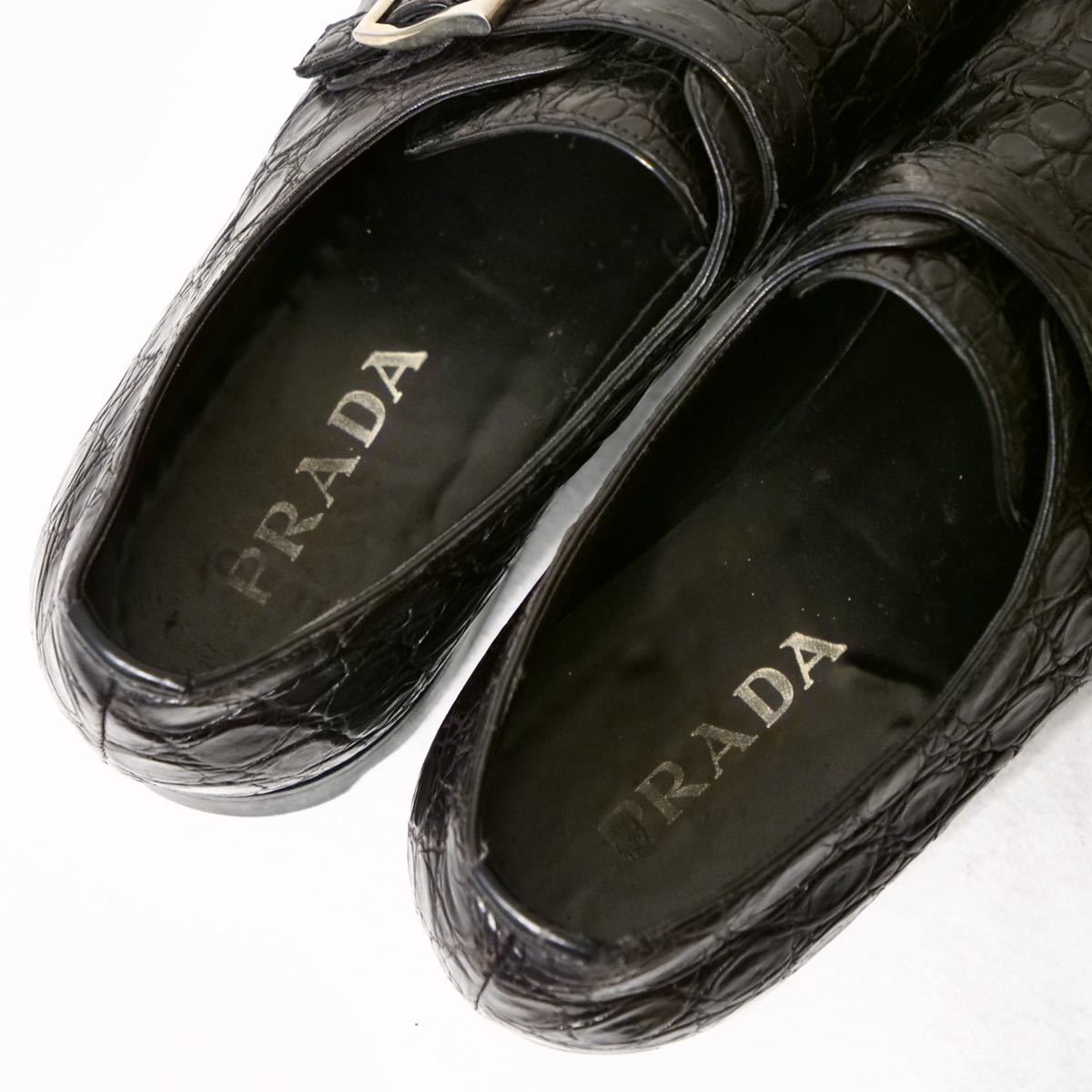 極美品/送料無料◎】PRADA プラダ リアルクロコダイル UK8 27.5cm相当 