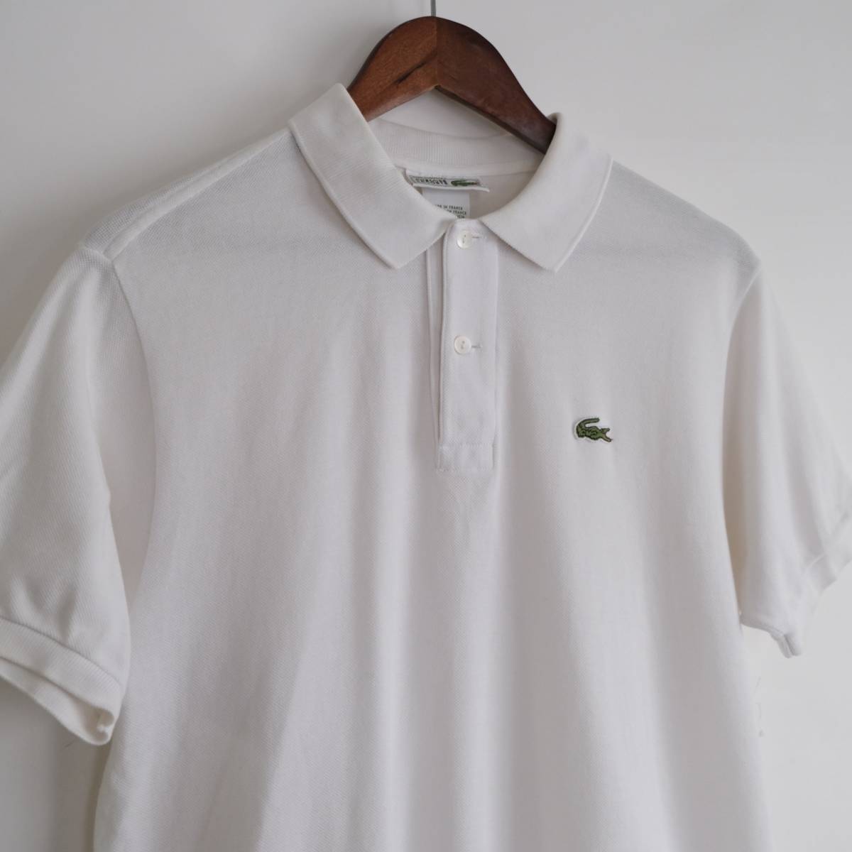 フランス製【 CHEMISE LACOSTE 】ラコステ ビンテージ ポロシャツ 半袖シャツ / ホワイト 白 / 4 / フレラコ ヨーロッパ 古着 LACOSTE フランス製 CHEMISE Polo 紫 長袖