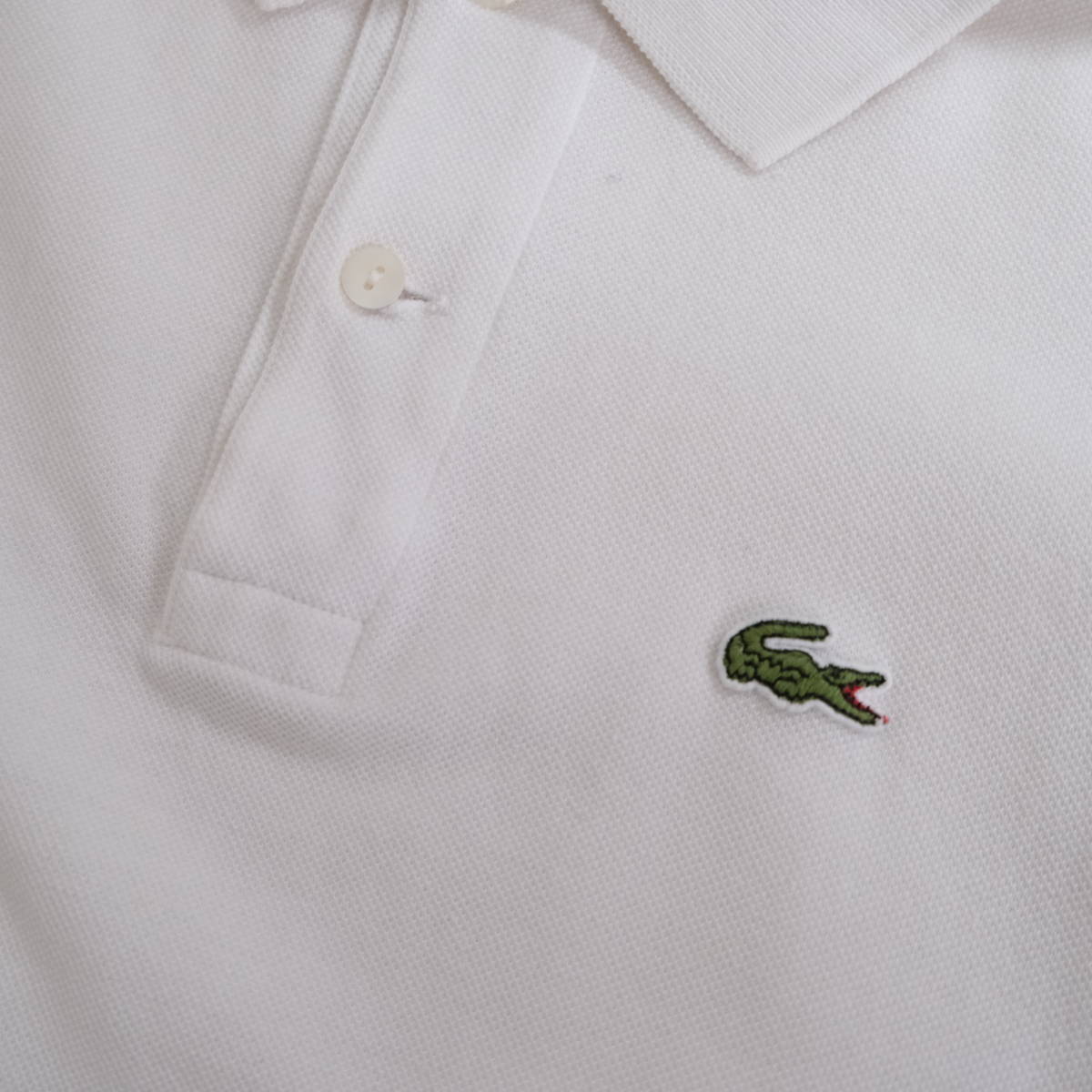 フランス製【 CHEMISE LACOSTE 】ラコステ ビンテージ ポロシャツ 半袖シャツ / ホワイト 白 / 4 / フレラコ ヨーロッパ 古着 LACOSTE フランス製 CHEMISE Polo 紫 長袖