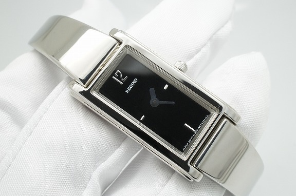 C192●作動良好 CITIZEN シチズン REGUNO レグノ レクタンギュラー型 黒文字盤 5920-S047587 レディース女性腕時計 シルバー クォーツ
