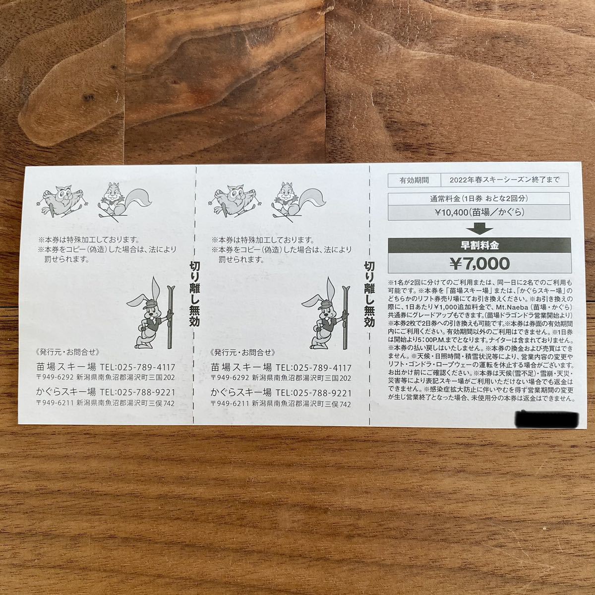 スポーツ かぐらスキー場 苗場スキー場 共通リフト券2枚