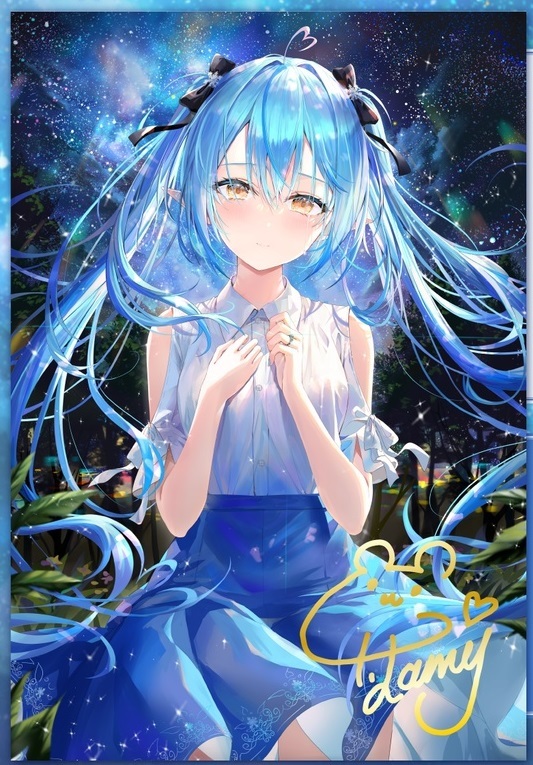 ホロライブ Hololive 雪花ラミィ 箔押し複製サイン入りポストカード