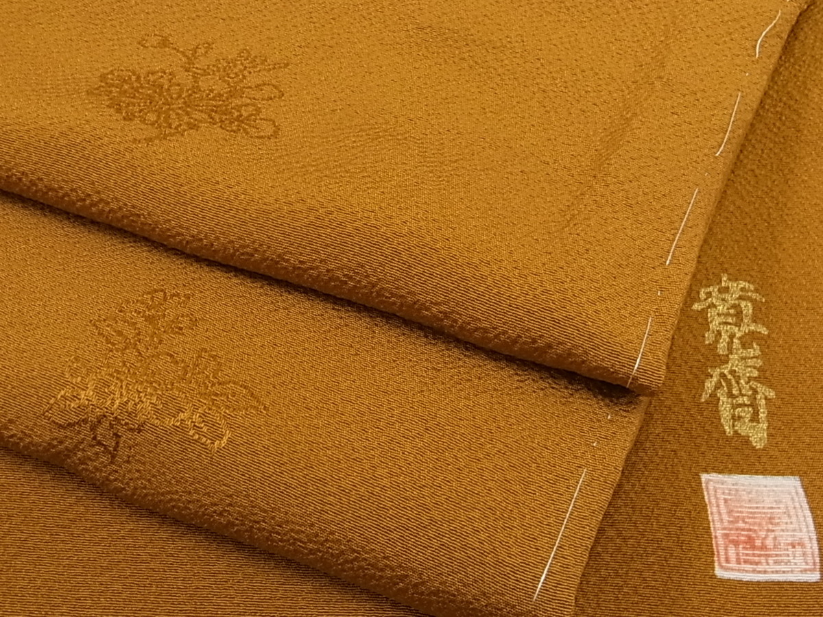 平和屋着物■世界的ファッションデザイナー　山本寛斎　kansaiブランド　色無地　狐色　逸品　km638 山本寛斎 kansai 世界的ファッションデザイナー 世界 着物 kansaiブランド
