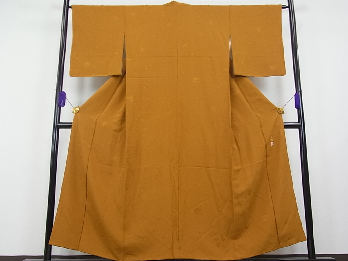平和屋着物■世界的ファッションデザイナー　山本寛斎　kansaiブランド　色無地　狐色　逸品　km638 山本寛斎 kansai 世界的ファッションデザイナー 世界 着物 kansaiブランド