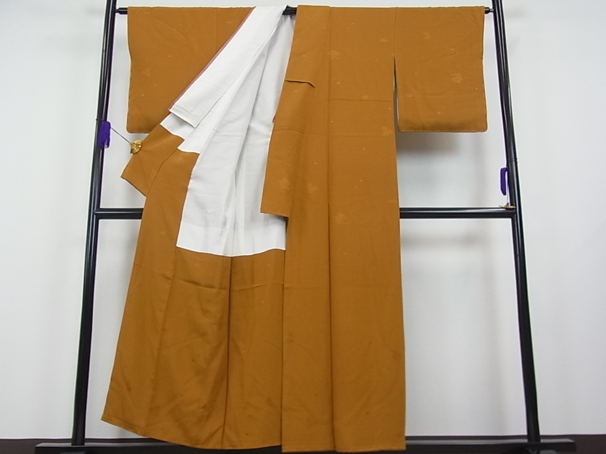 平和屋着物■世界的ファッションデザイナー　山本寛斎　kansaiブランド　色無地　狐色　逸品　km638 山本寛斎 kansai 世界的ファッションデザイナー 世界 着物 kansaiブランド