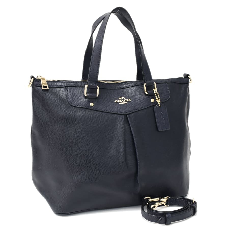 お買い得，100%新品 1円 品 COACH コーチ 2wayハンドバッグ ショルダー プリーテッドトート F34680 クロスグレインレザー ネイビー Bemo(トートバッグ)｜売買されたオークション情報、yahooの商品情報をアーカイブ公開 かばん、バッグ