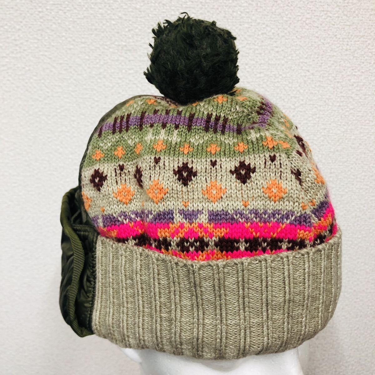 ☆新品未使用☆キャピタルKAPITALポンポンニット帽子ミリタリー変形
