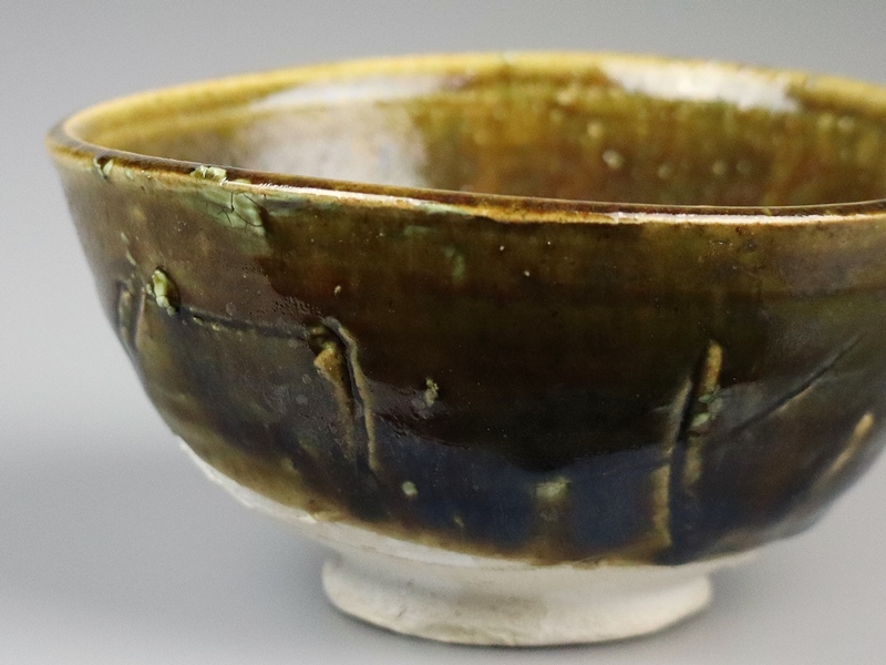 鯉江良二】秀逸作 オリベ茶碗 共箱 保証