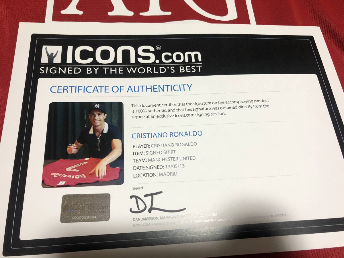 クリスティアーノ・ロナウド 直筆サイン入りユニフォーム Icons証明書