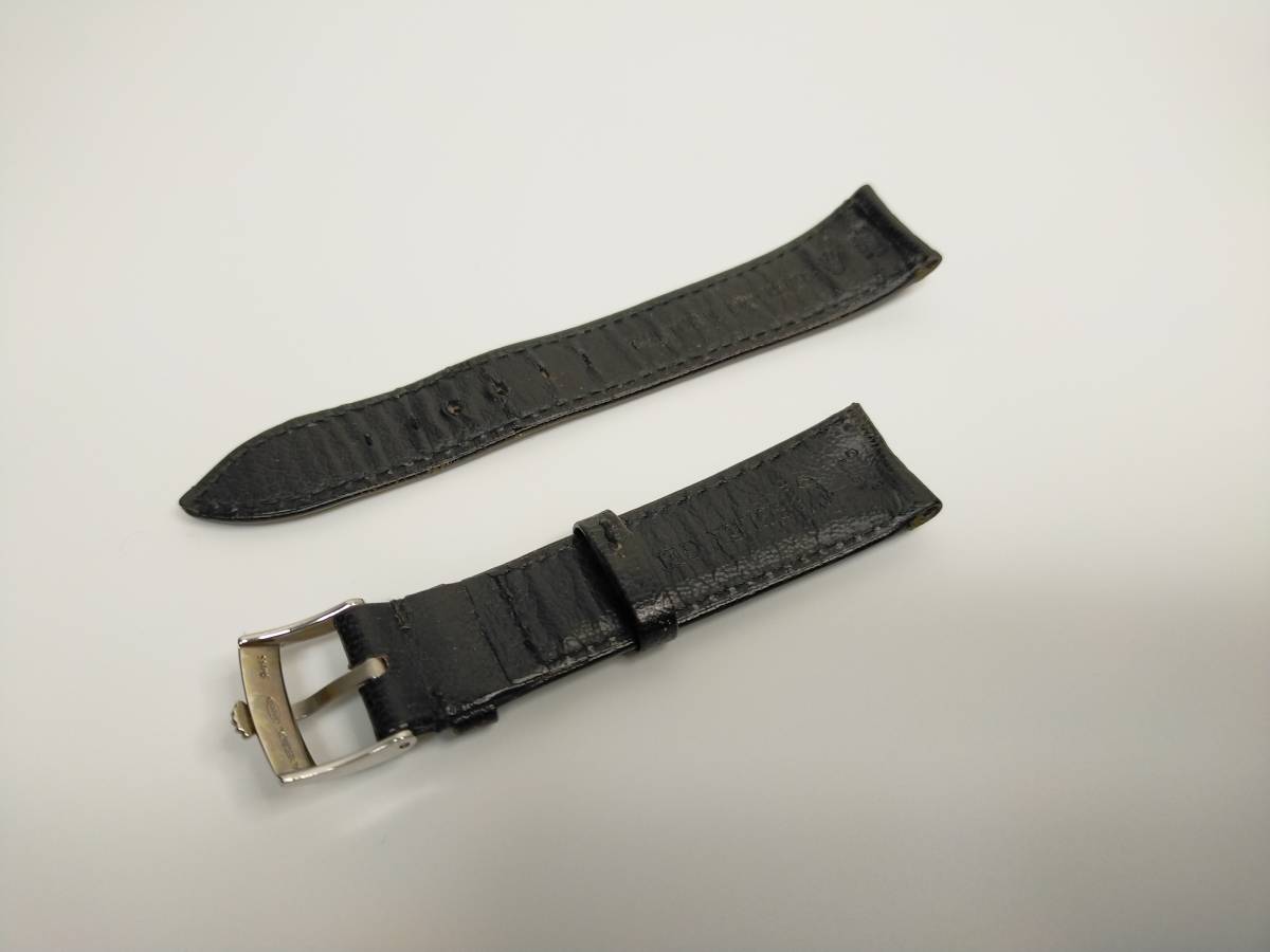 P⑤ロレックス　純正革ベルト+SS尾錠 尾錠取付幅16mm　黒 D:ROLEX/ロレックス 純正19mm カーフ革ベルト SS尾錠 黒・レザーベルト