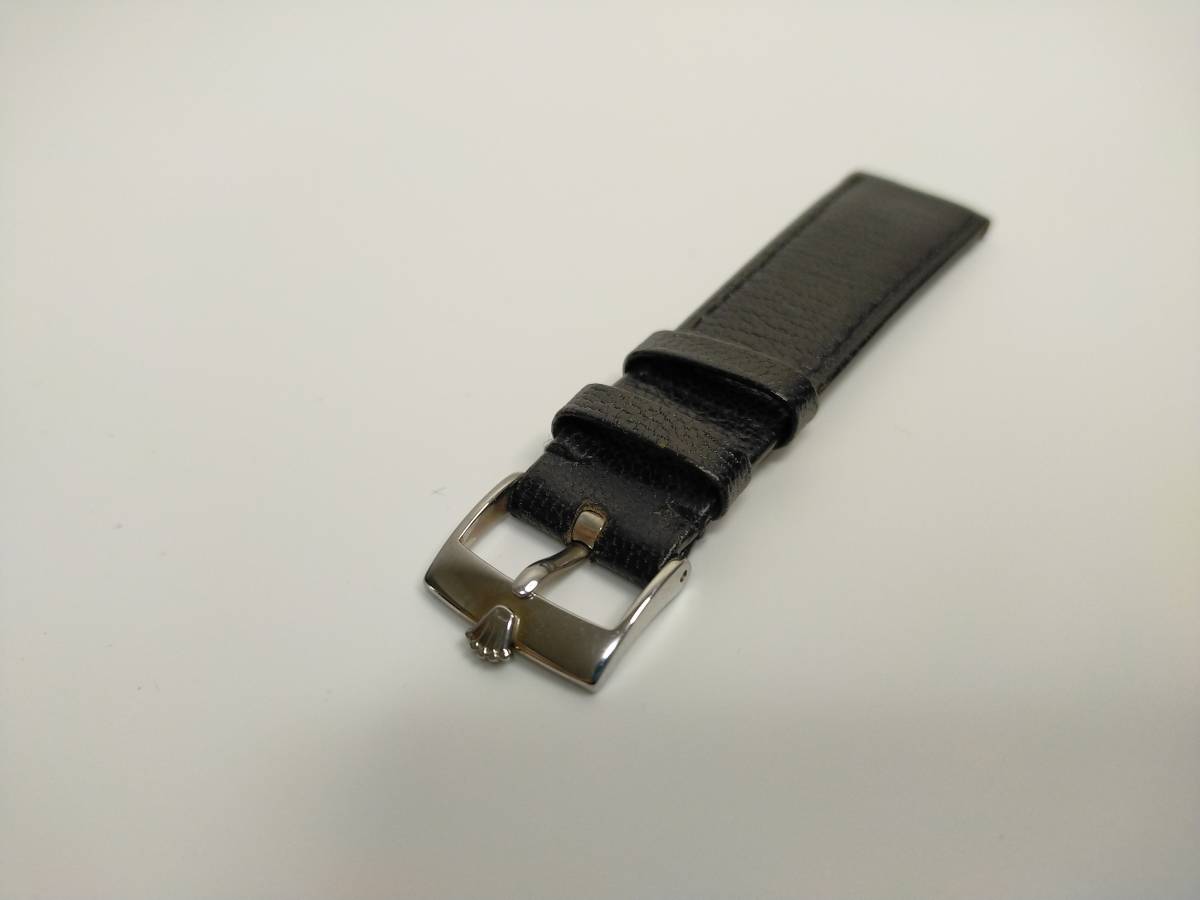 D:ROLEX/ロレックス 純正19mm カーフ革ベルト SS尾錠 黒・レザーベルト