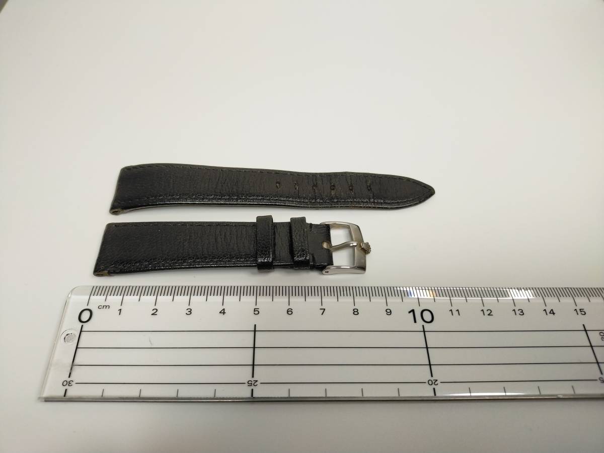 D:ROLEX/ロレックス 純正19mm カーフ革ベルト SS尾錠 黒・レザーベルト