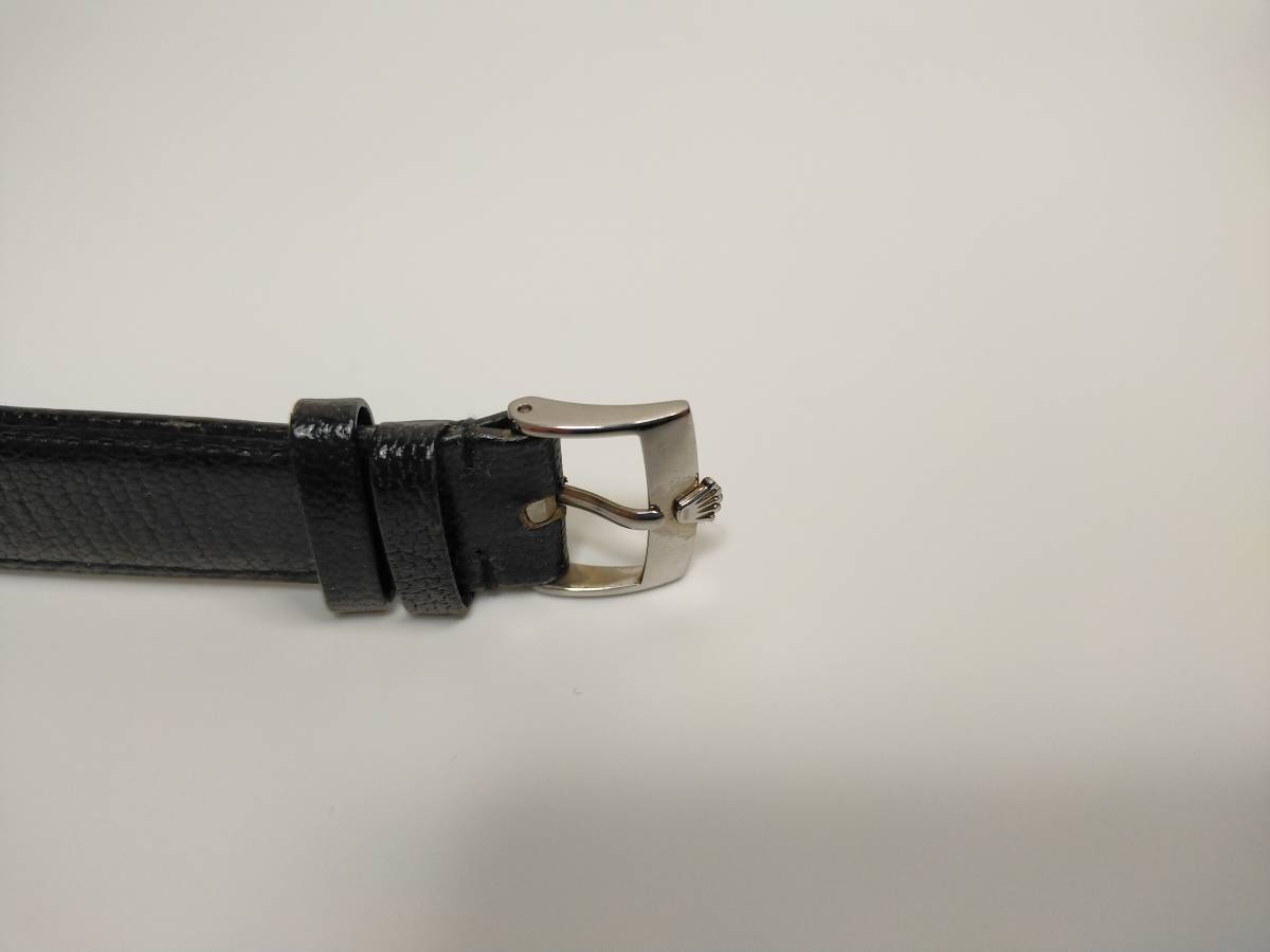 D:ROLEX/ロレックス 純正19mm カーフ革ベルト SS尾錠 黒・レザーベルト