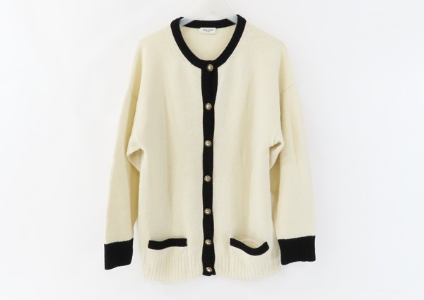 13AW】美品 SAINT LAURENT PARIS サンローラン パリ ボーダーモヘヤ 