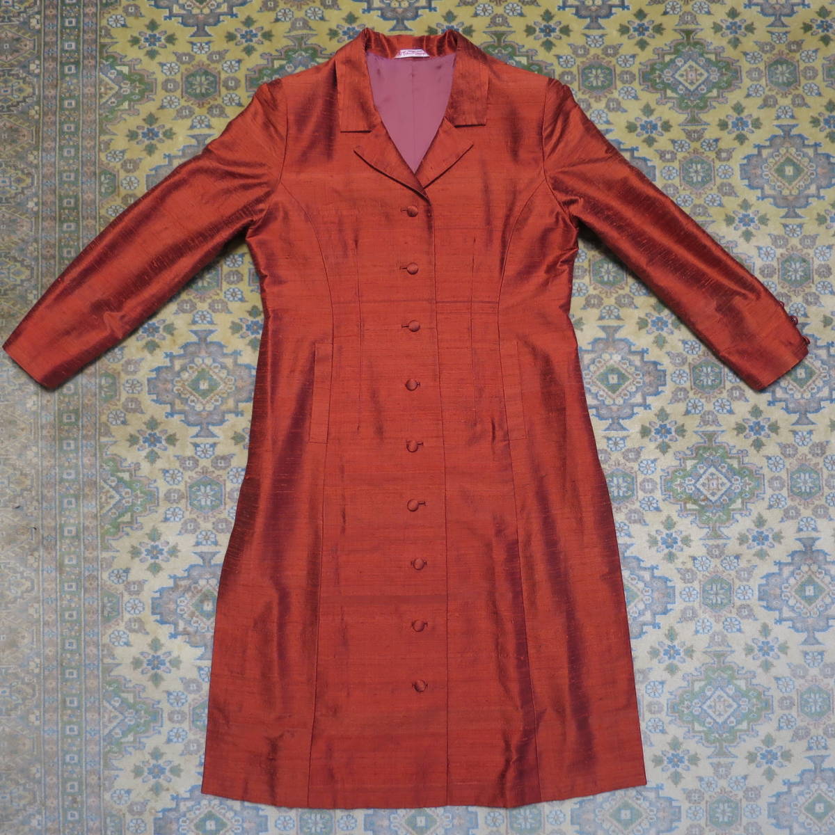 タイシルク100% 高島屋 オーダーコート ロングジャケット ハンドメイド  