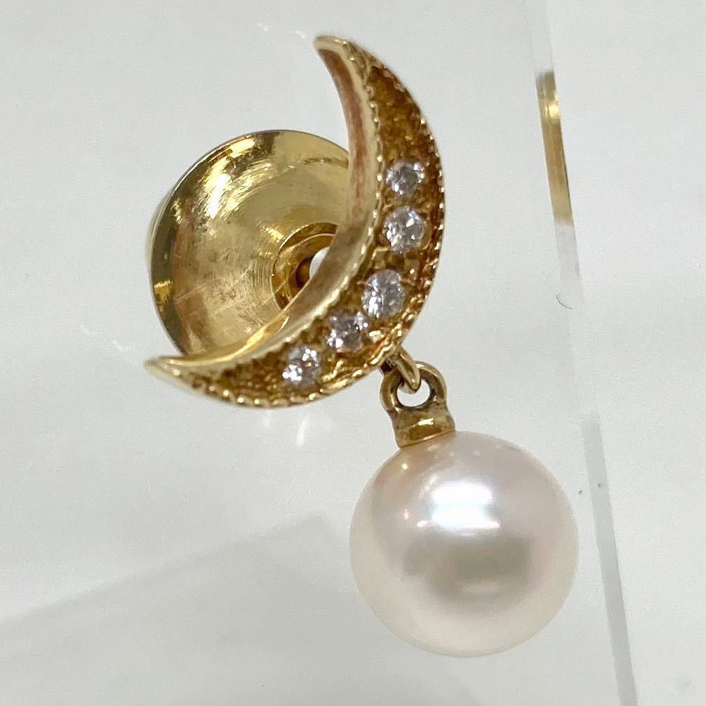 □MIKIMOTO(ミキモト) K18アコヤ本真珠ピンブローチ□重量約2.8g 真珠 