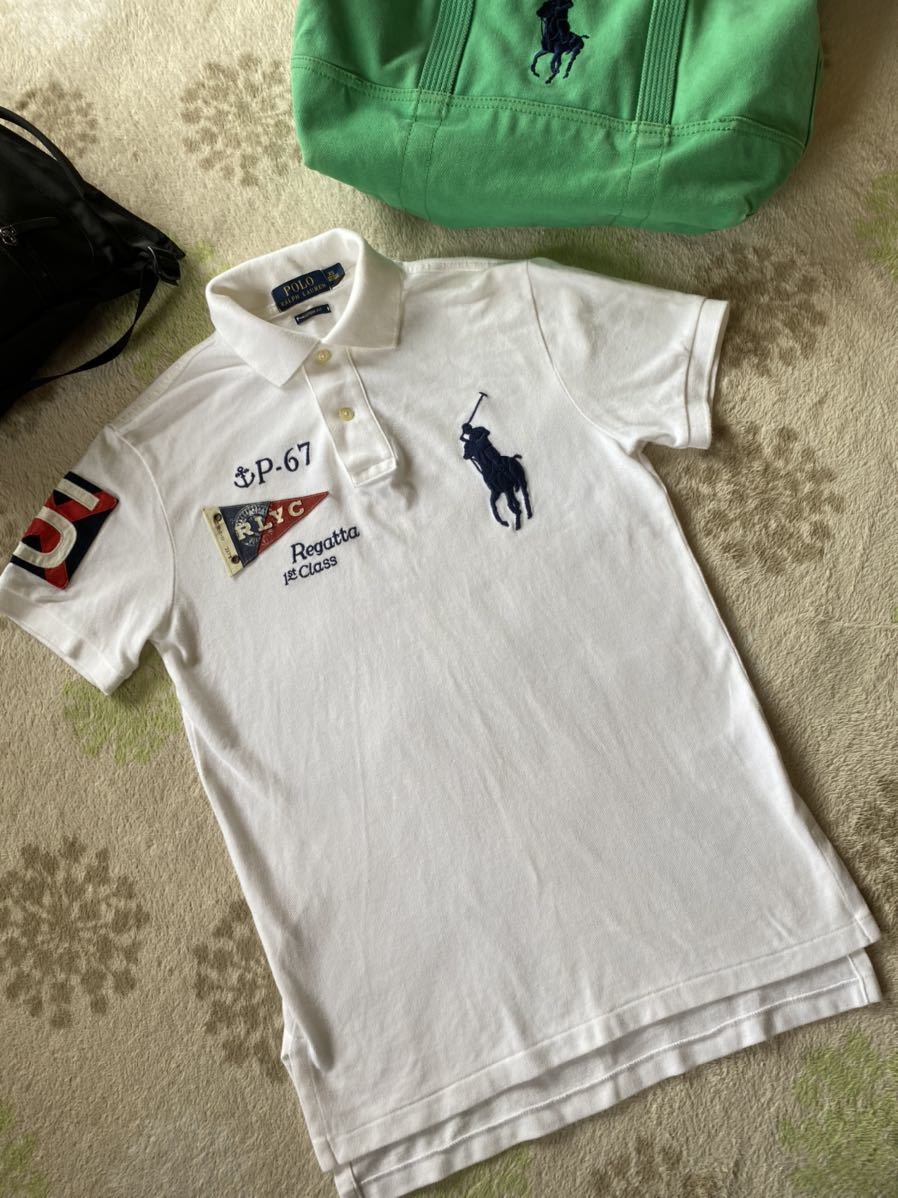 ポロラルフローレン　ビッグポニー　ナンバリング刺繍ロゴ鹿の子ポロシャツ　古着 ビッグサイズ Polo Ralph Lauren ポロラルフローレン ビッグポニー