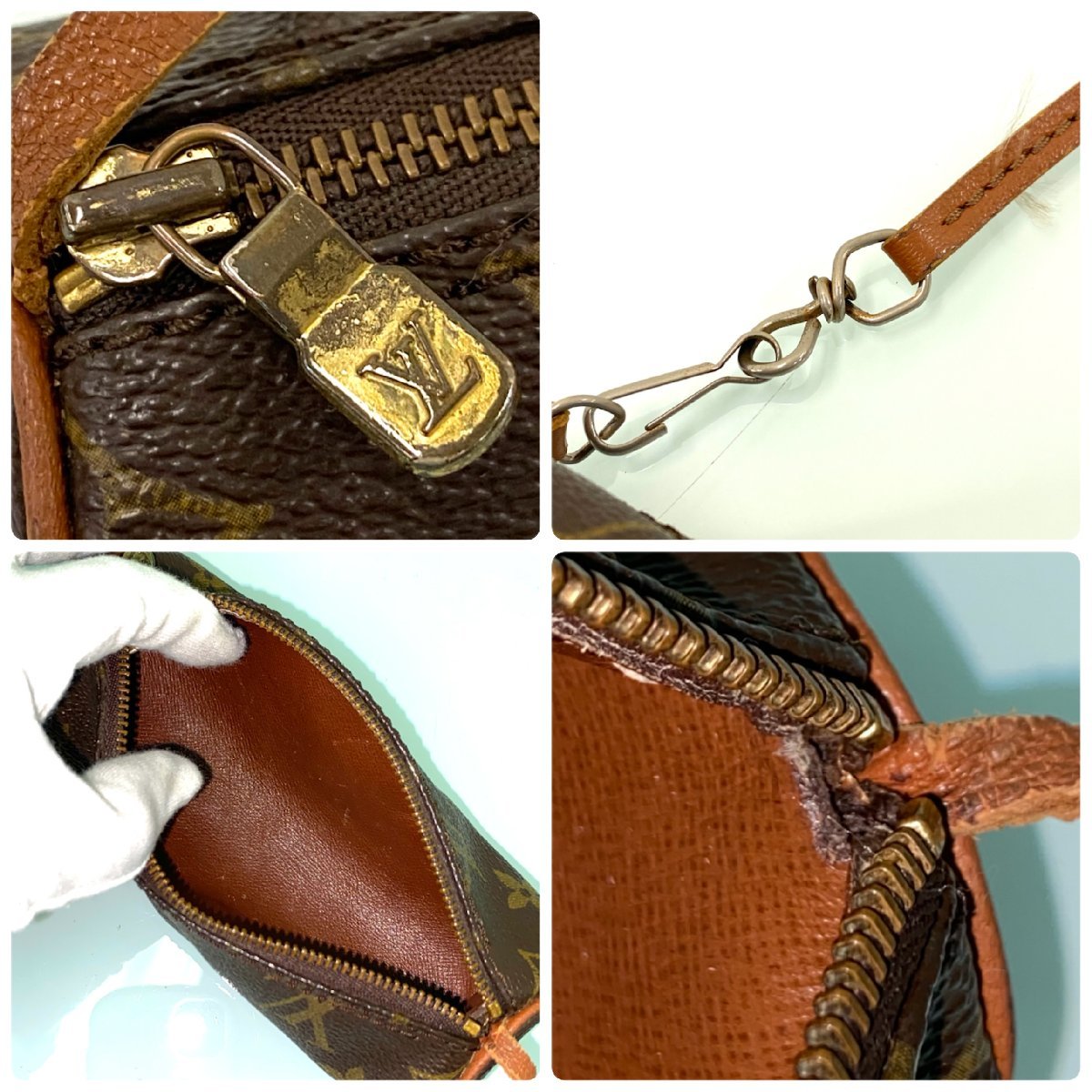 美品 LOUIS VUITTON モノグラム 親子パピヨン ハンドバッグ 筒型 