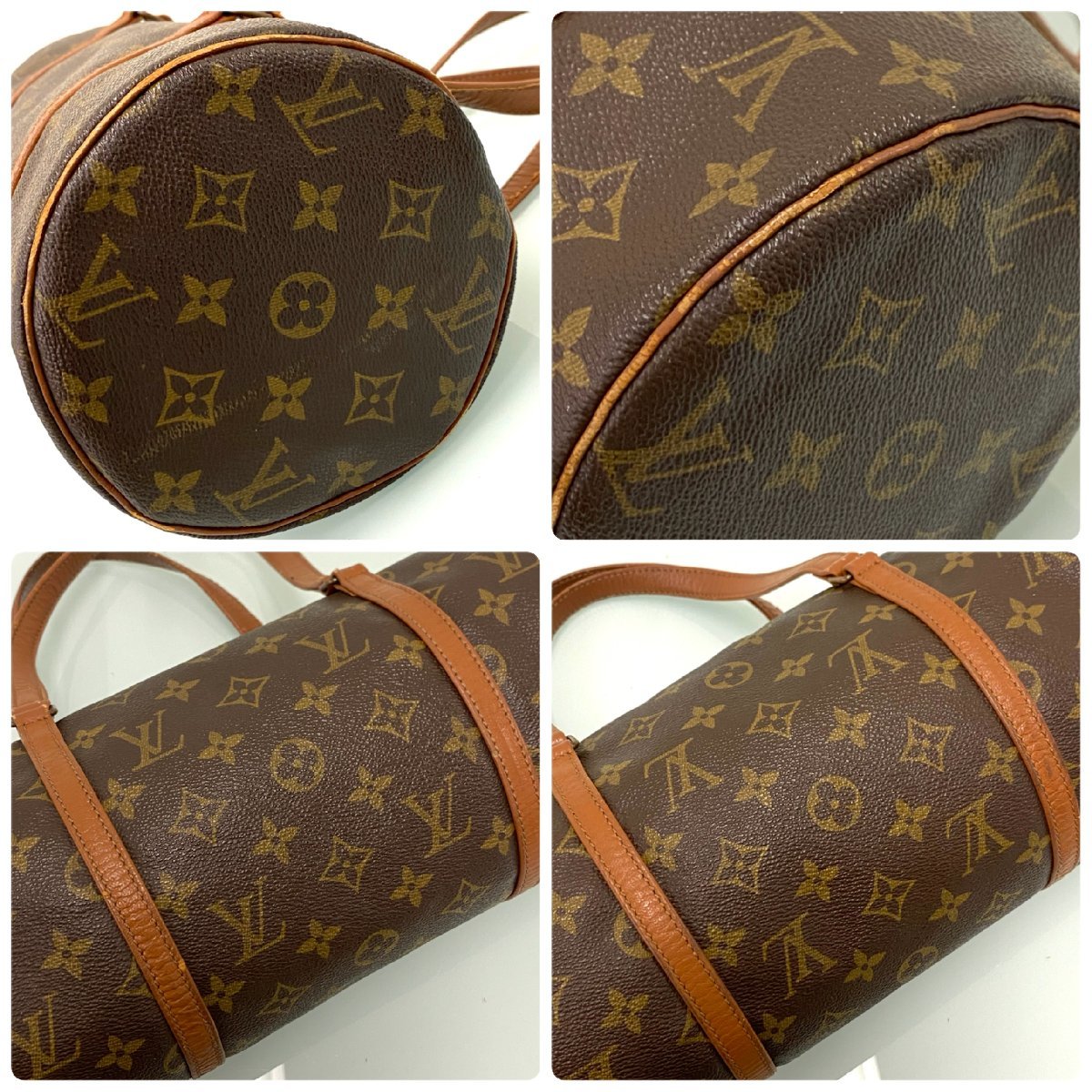 美品 LOUIS VUITTON モノグラム 親子パピヨン ハンドバッグ 筒型 