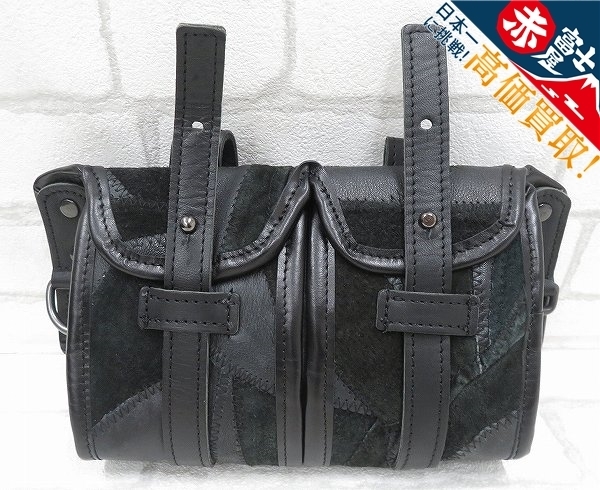 1B5121/NEON LEATHER GARMENT パッチワークレザーツールバッグ ネオンレザーガーメント サイドバッグ LEATHER | Leather N1DP N1DPLJ-5000 black&frasl;grey&frasl;yellow