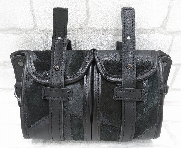1B5121/NEON LEATHER GARMENT パッチワークレザーツールバッグ ネオンレザーガーメント サイドバッグ LEATHER | Leather N1DP N1DPLJ-5000 black&frasl;grey&frasl;yellow