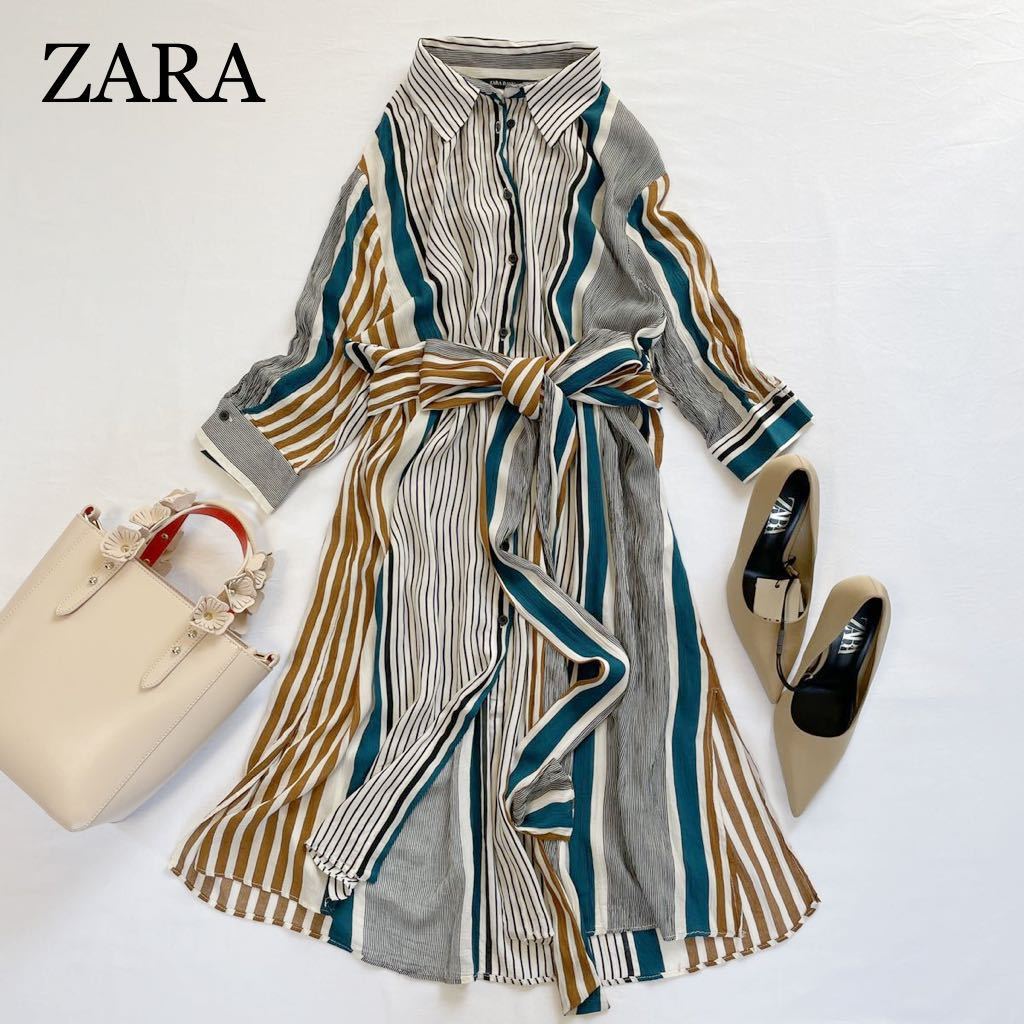Zara 春大人お洒落スタイル シワ加工 マルチカラーストライプ ロングチュニックワンピース サイズlザラ ワンピース 売買されたオークション情報 Yahooの商品情報をアーカイブ公開 オークファン Aucfan Com