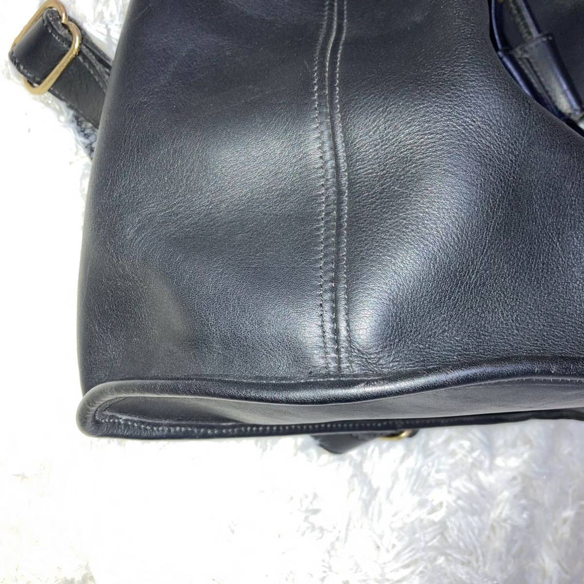 美品】 OLD COACH フルグレインレザー リュック ブラック ターンロック 