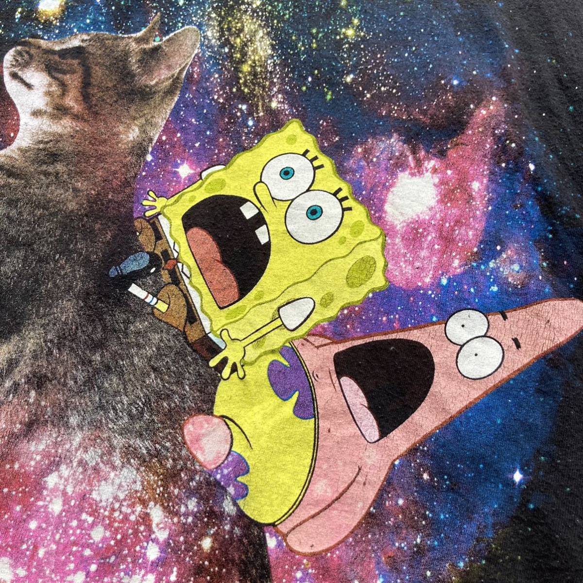 スポンジボブ 宇宙ネコ Tシャツ Xlサイズ 宇宙 猫黒 ブラック Us古着 ビッグサイズ イラスト キャラクター 売買されたオークション情報 Yahooの商品情報をアーカイブ公開 オークファン Aucfan Com