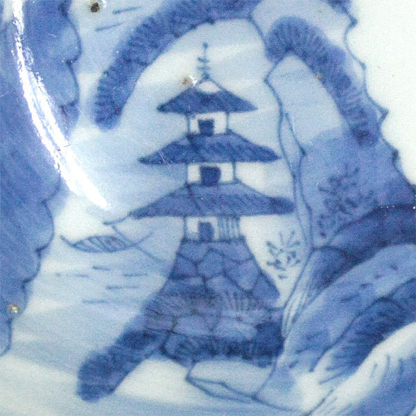 杯洗□古伊万里染付人物絵盃洗 江戸時代後期 竹 鳥 酒