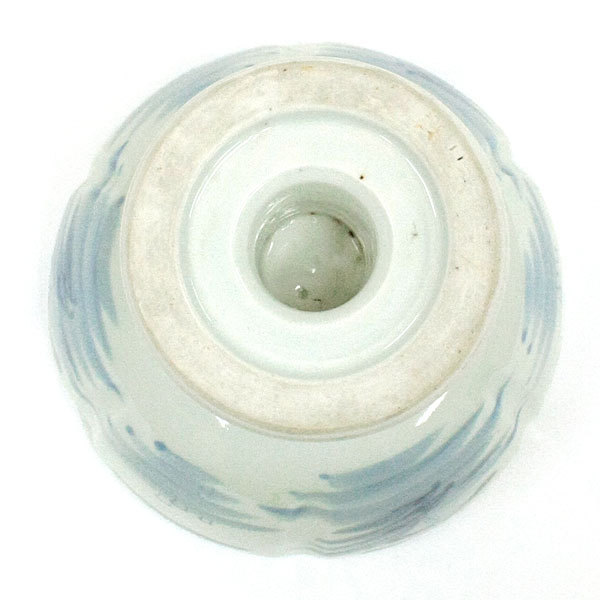 杯洗□古伊万里染付人物絵盃洗 江戸時代後期 竹 鳥 酒器 古美術 時代物