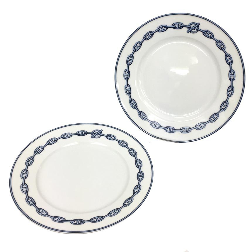 HERMES エルメス Chaine d'Ancre 22cmプレート ペア セット 丸皿 食器