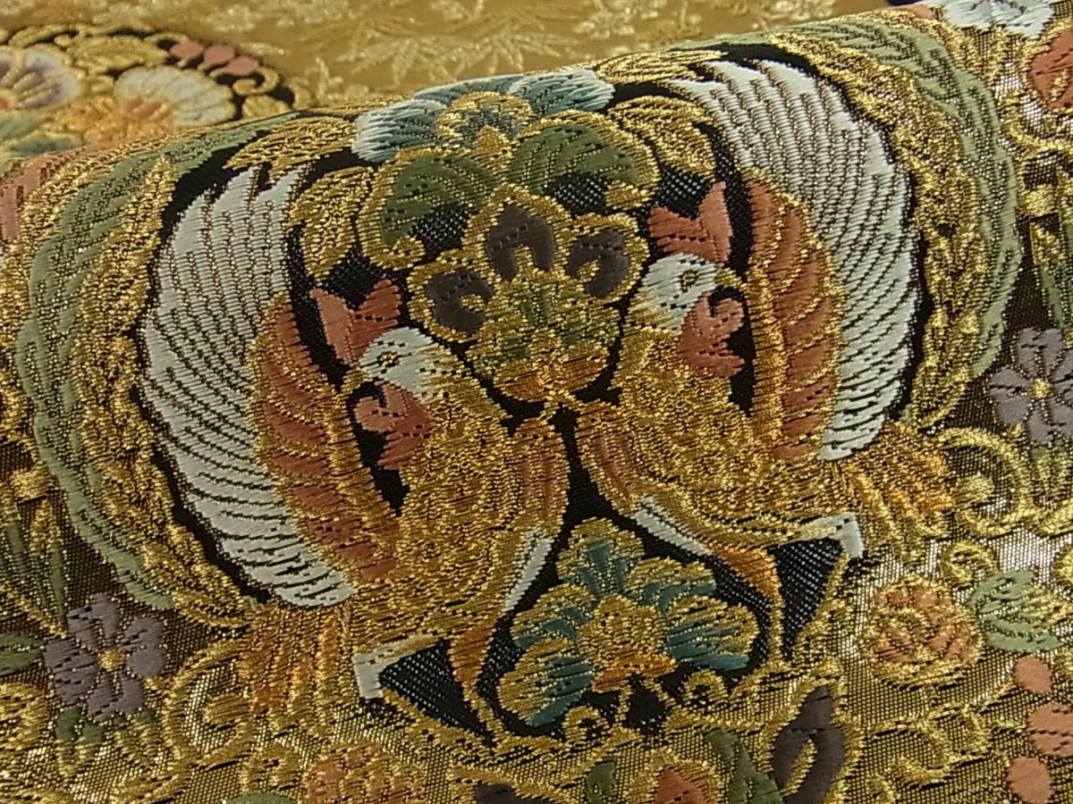 花美人着物□六通柄袋帯 唐織 正倉院花鳥文 金糸 逸品