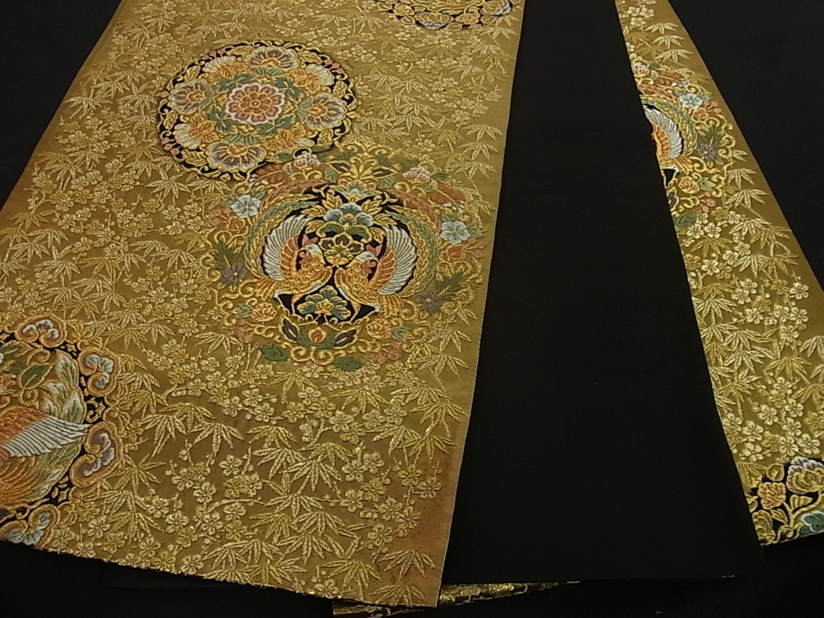 花美人着物□六通柄袋帯 唐織 正倉院花鳥文 金糸 逸品