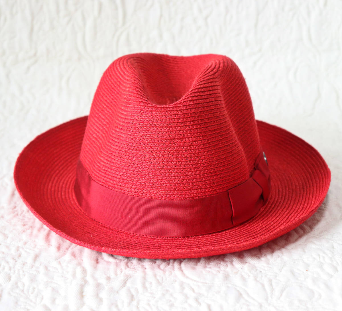 新品タグ付き【Borsalino ボルサリーノ 】ヘンプ ブレードハット 赤 