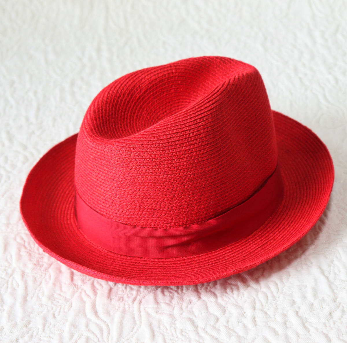新品タグ付き【Borsalino ボルサリーノ 】ヘンプ ブレードハット 赤 