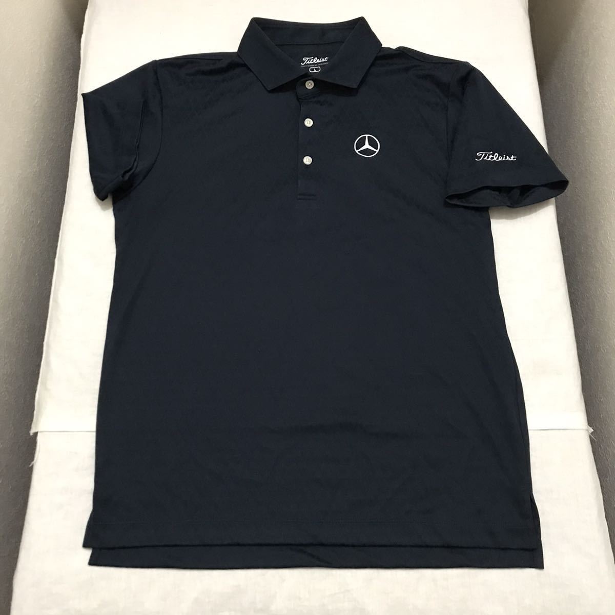 美品 タイトリスト×メルセデスベンツ 総柄 半袖ゴルフポロシャツ グレー LL 美品 Titleist Mercedes Benz 半袖 ポロシャツ タイトリスト