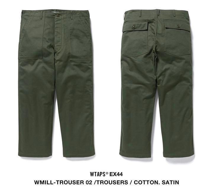 22SS WTAPS WMILL-TROUSER 02 TROUSERS COTTON SATIN OLIVE DRAB ダブルタップス MILL ユーティリティ トラウザーズ パンツ L tuck &frasl; 02 - Wtaps COTTON. Black