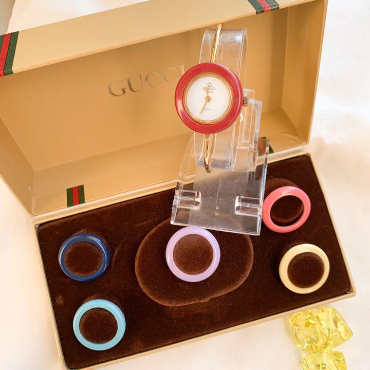 貴重 送料無料 Gucci グッチ チェンジベゼルウォッチ ヴィンテージ 白