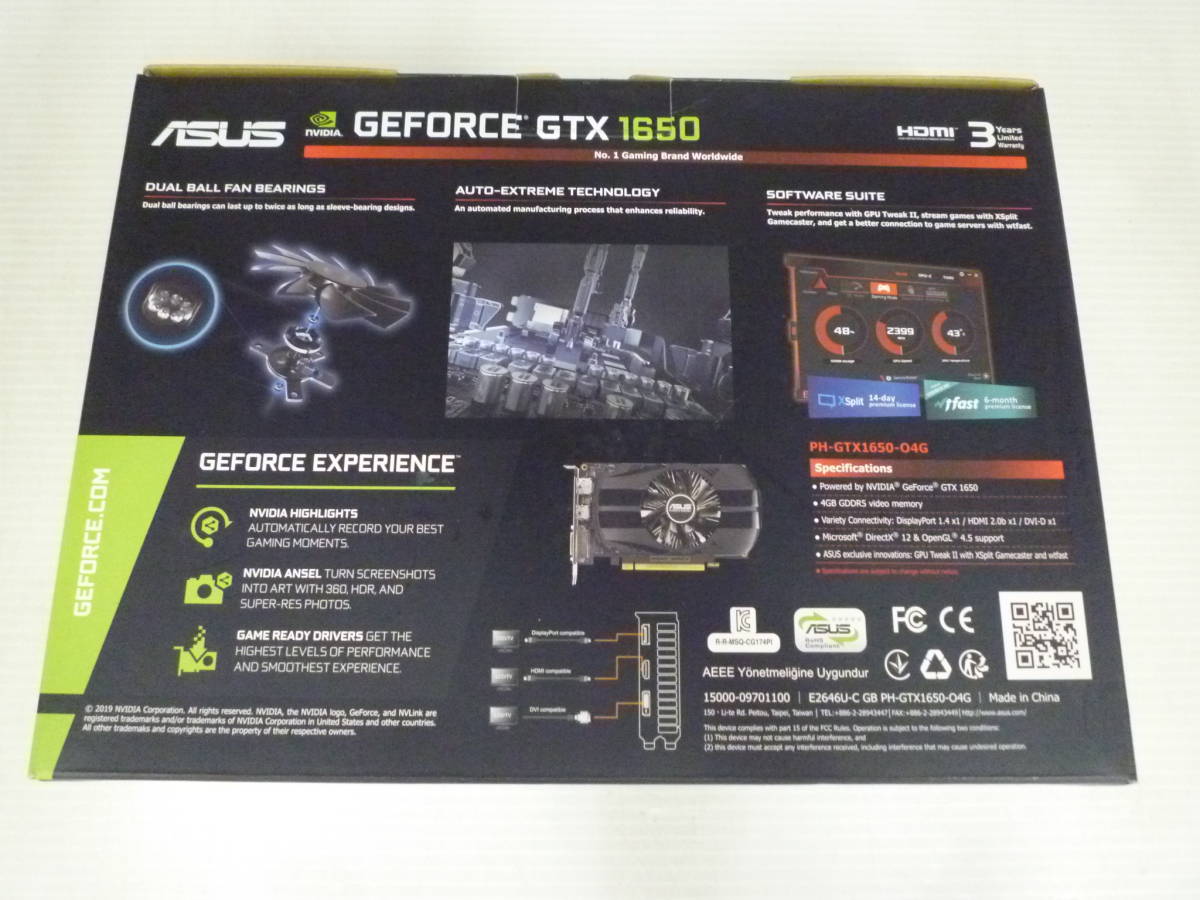 ジャンク ASUS Phoenix GeForce GTX 1650 4GB グラフィックカード 動作