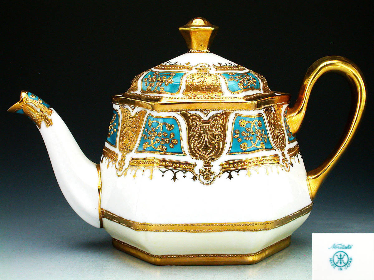 工芸品 オールドノリタケ銘品!! オールドノリタケ・金盛上土耳古蒼華飾