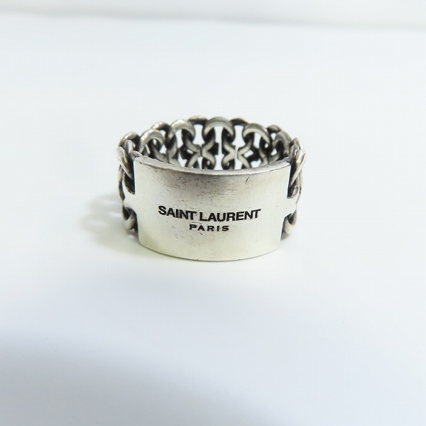 サンローラン エングレーブ チェーンシルバーリング サンローランエングレーブチェーンリングシルバー20号 【正規品】Saint
