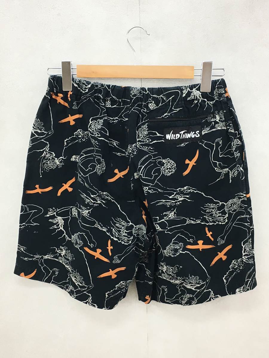 WILDTHINGS◆ショートパンツ/L/コットン/BLK/総柄/ワイルドシングス/ブラック