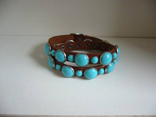 PAPILLONNER（パピヨネ）ターコイズレザーブレス　送料込　_1