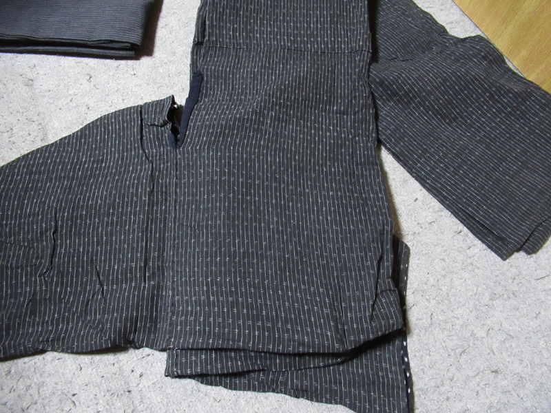 092 古布 藍染 木綿 縞 絣 着物 着物リメイク 襤褸 刺し子 パッチ