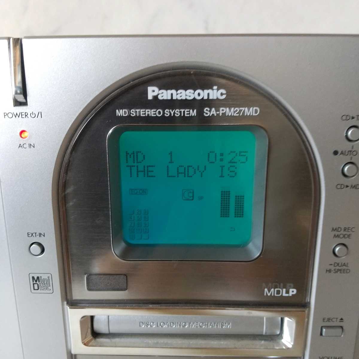 中古】 Panasonic パナソニック SC-PM27MD-S シルバー ミニコンポ (CD