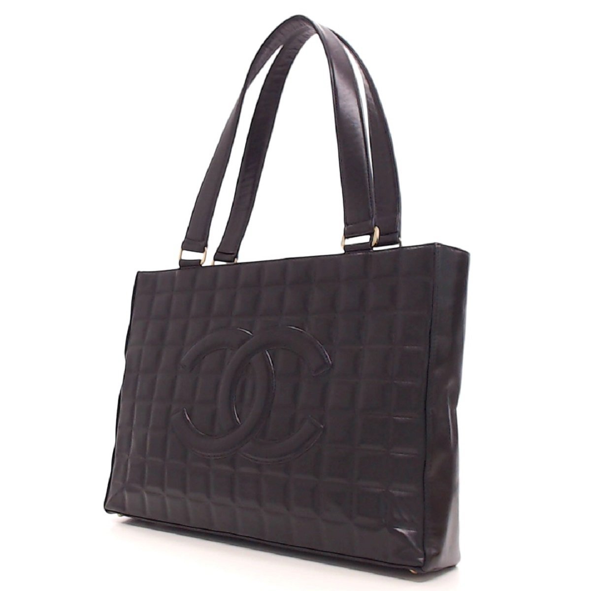 1円超美品☆シャネル☆ラムスキン　チョコバー　32㎝　トート　黒　G金具【CHANEL】 CHANEL シャネル チョコバー チョコバーミニフラップキューブラインストーン A15316 60回払いまで金利0%シャネル