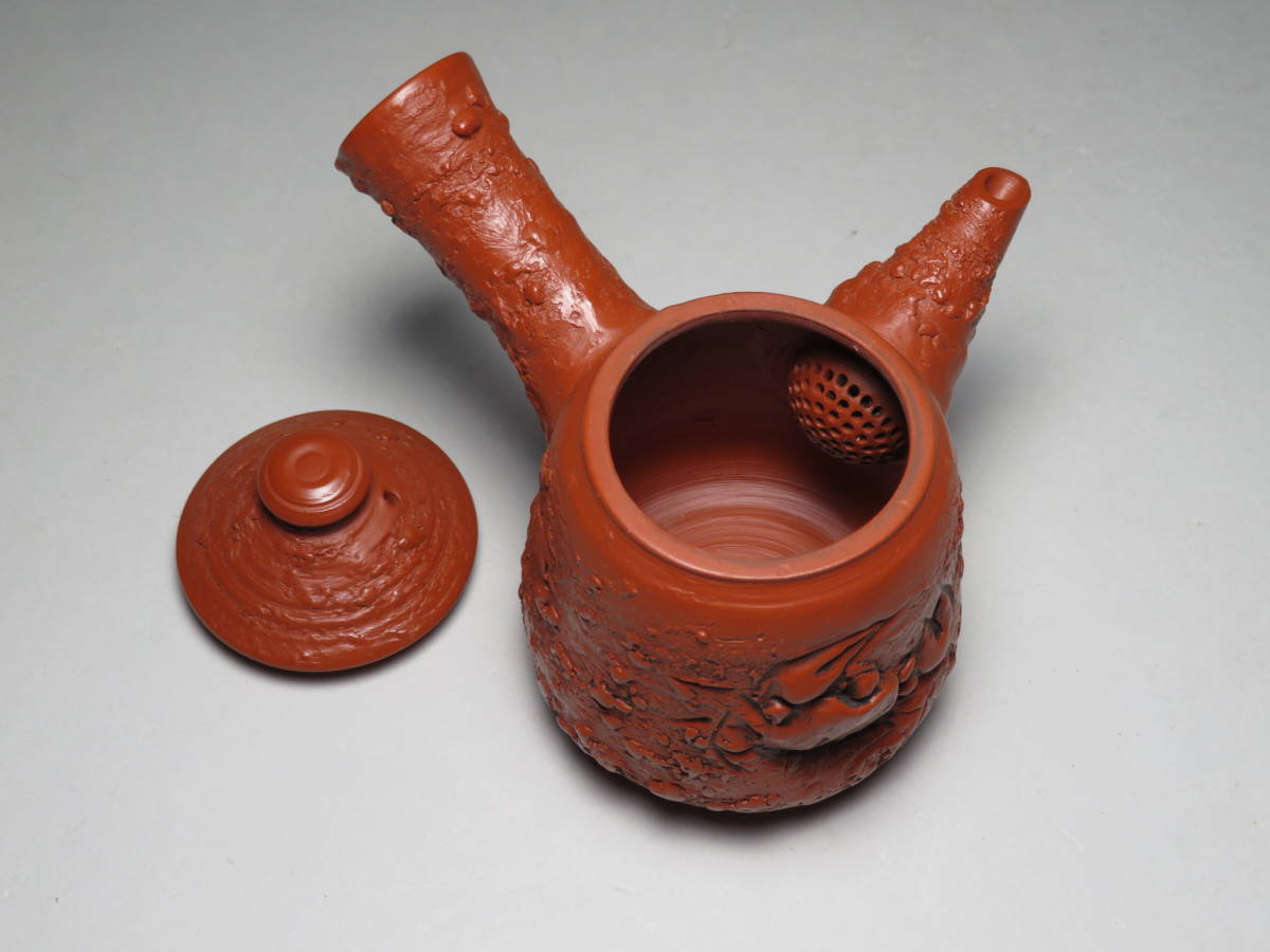 常滑焼 井上素三 朱泥 煎茶道具◇常滑焼名人作 井上素三造◇カニ刻「蟹 