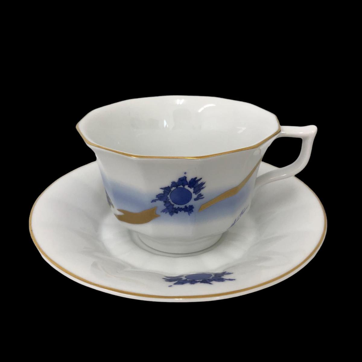 ☆1円 ロイヤルコペンハーゲン 箱入り カップ＆ソーサー ５客 絹谷幸二『日月天祥富嶽 青富士』金彩_2